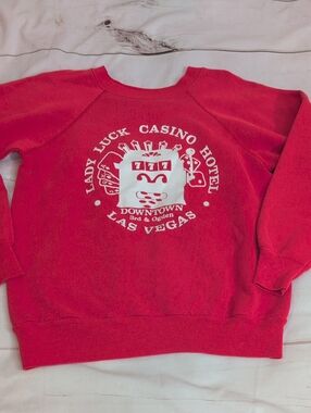 Vintage Lady Luck Casino Hotel Las Vegas size Large Sweatshirt by Pannill
